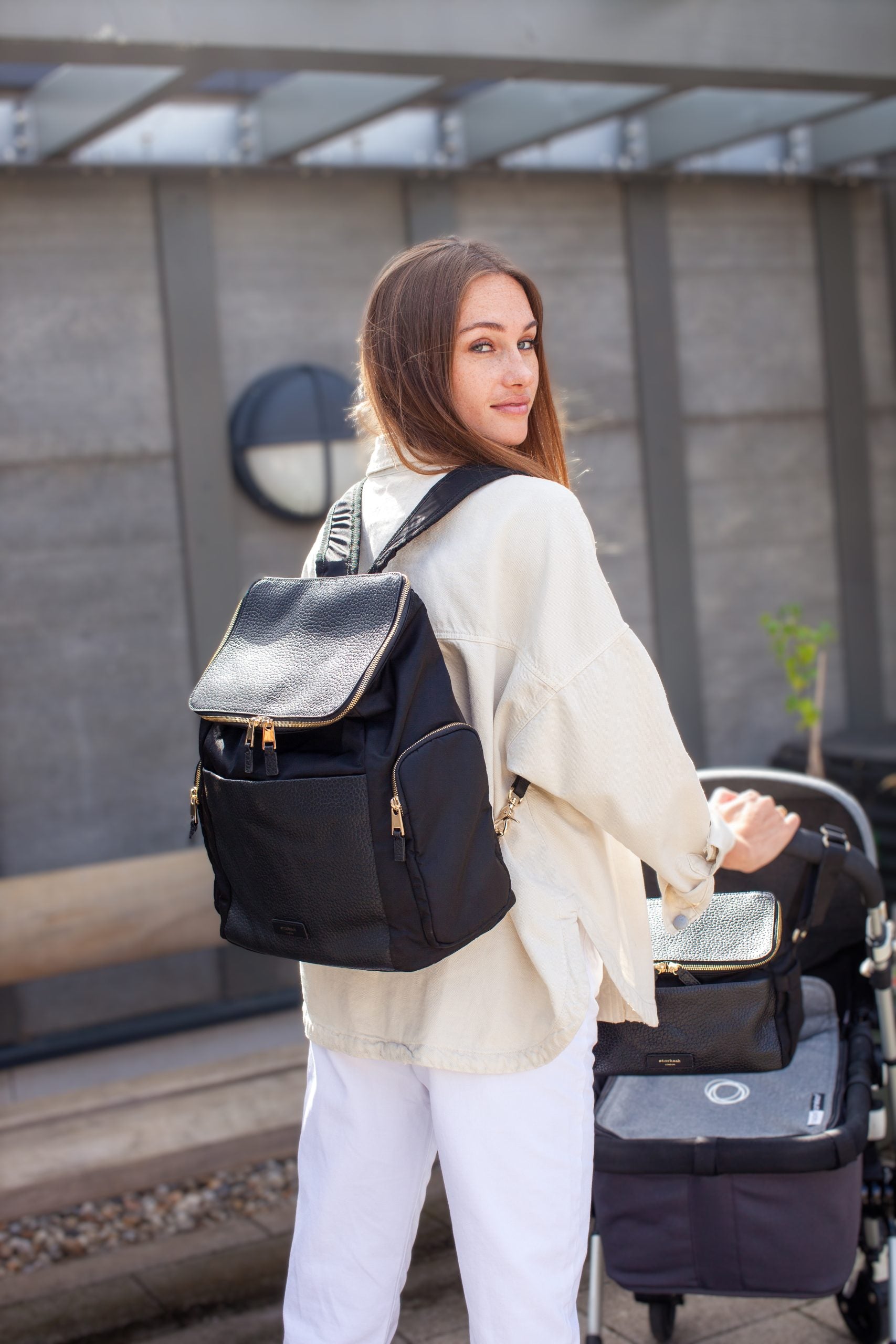 Alyssa Stroller Bag - Black & Gold