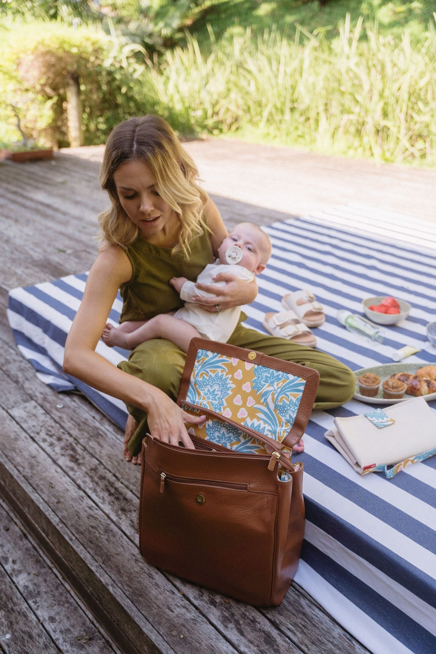 St James Leather Baby Changing Bag - Tan