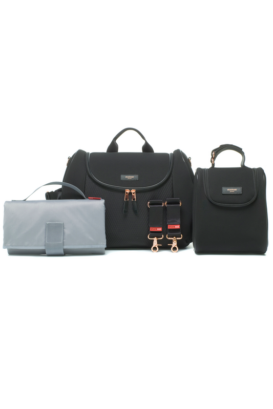Poppy Luxe Scuba Baby Changing Bag - Black