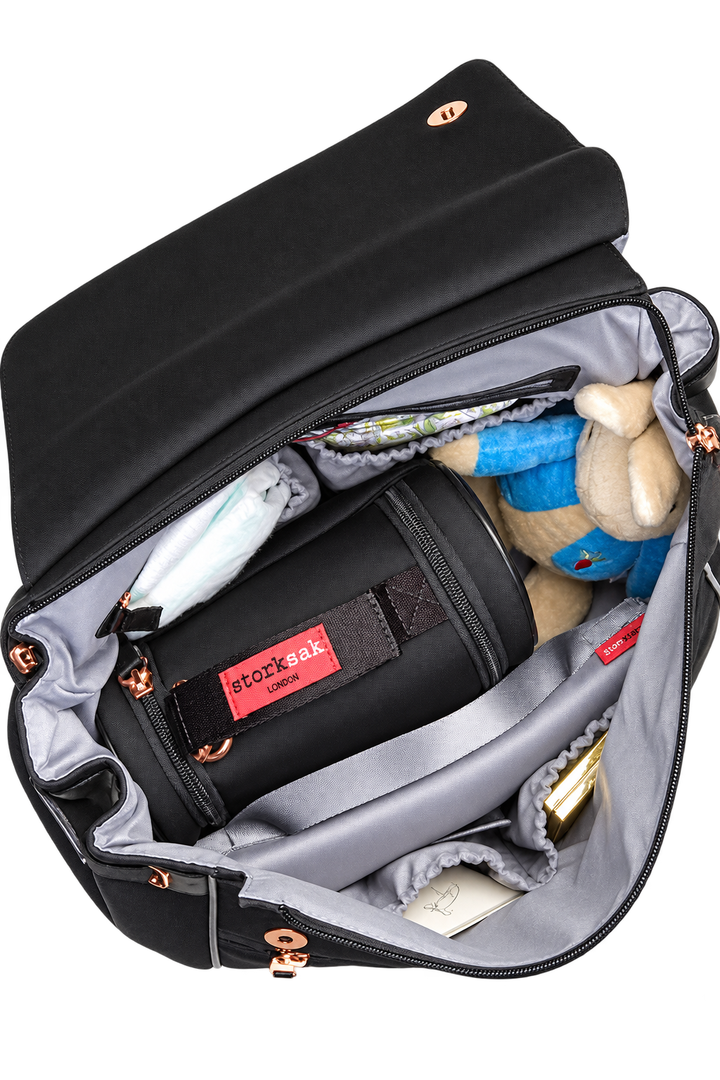 St James Scuba Baby Changing Bag - Black & Rose Gold