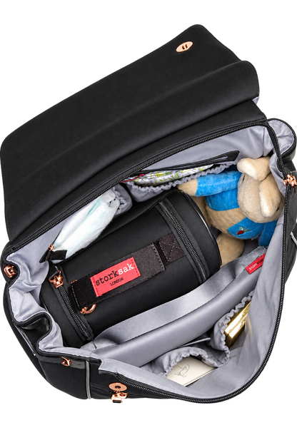 St James Scuba Baby Changing Bag - Black & Rose Gold