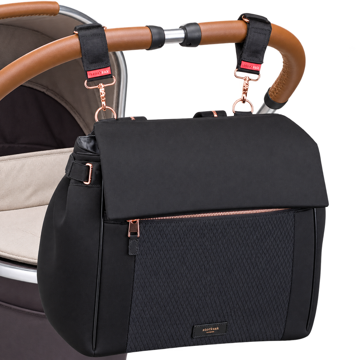 St James Scuba Baby Changing Bag - Black & Rose Gold