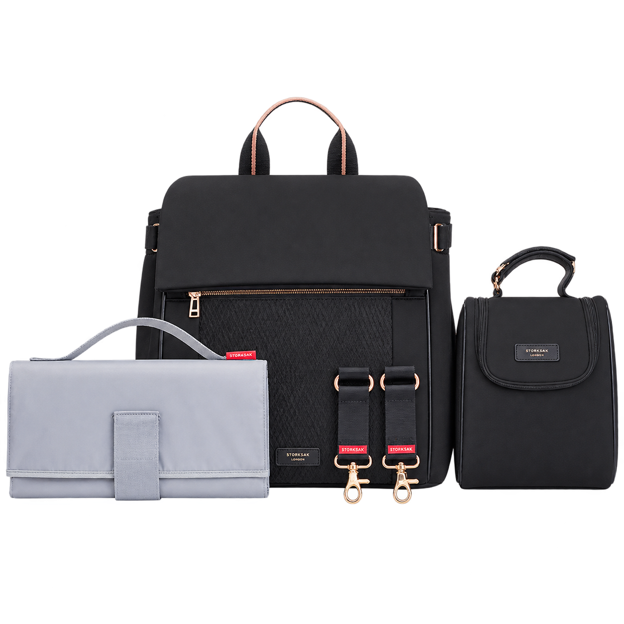 St James Scuba Baby Changing Bag - Black & Rose Gold