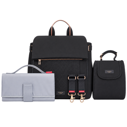 St James Scuba Baby Changing Bag - Black & Rose Gold