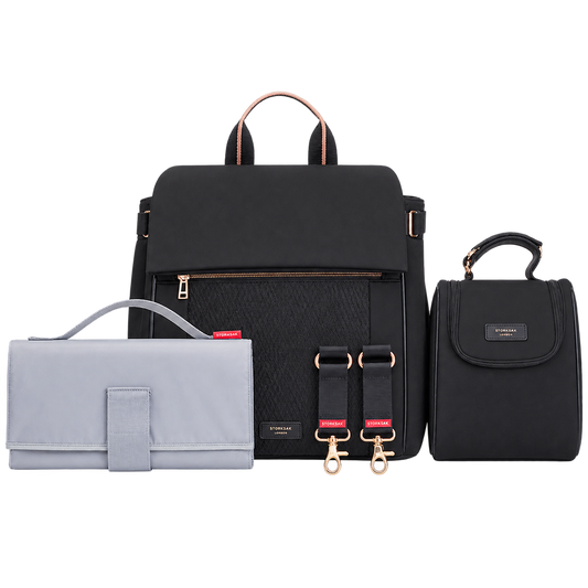 St James Scuba Baby Changing Bag - Black & Rose Gold