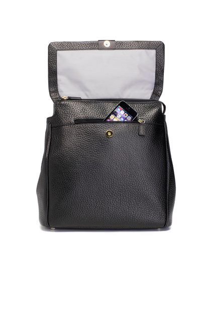 St James Leather Baby Changing Bag - Black