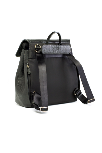 St James Leather Baby Changing Bag - Black