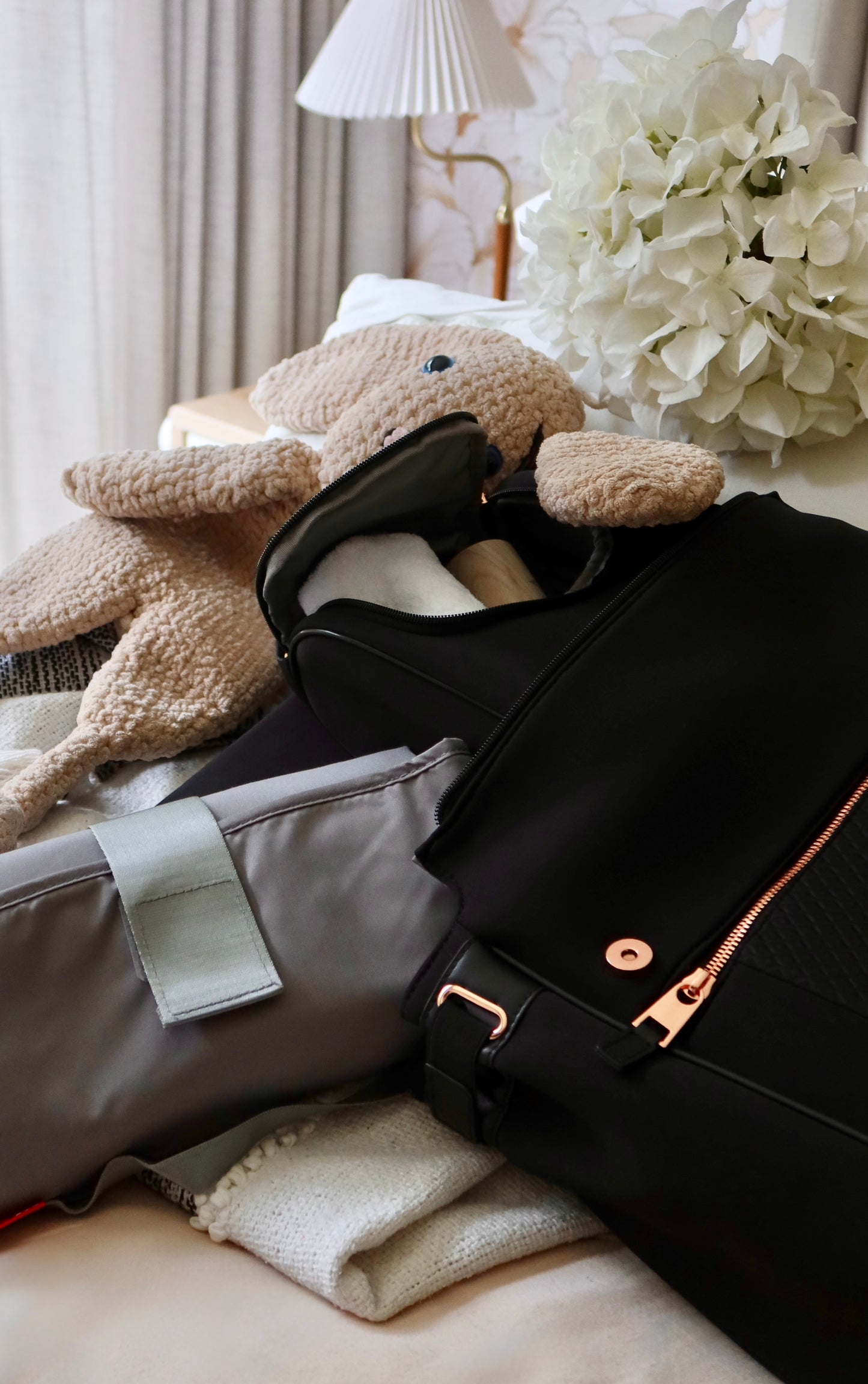 St James Scuba Baby Changing Bag - Black & Rose Gold