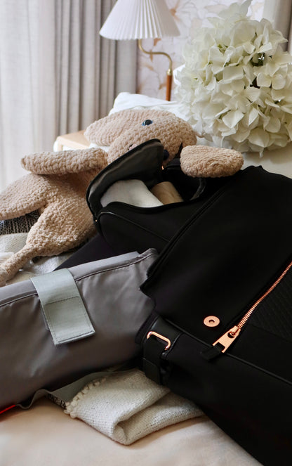 St James Scuba Baby Changing Bag - Black & Rose Gold